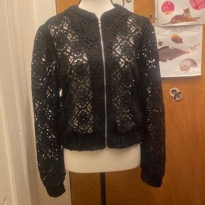 Lovestitch Black Lace Bomber Jacket